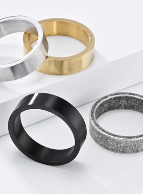 无性别6mm拉丝哑光古银灰色钛钢戒指环简约中性冷淡风个性手饰品
