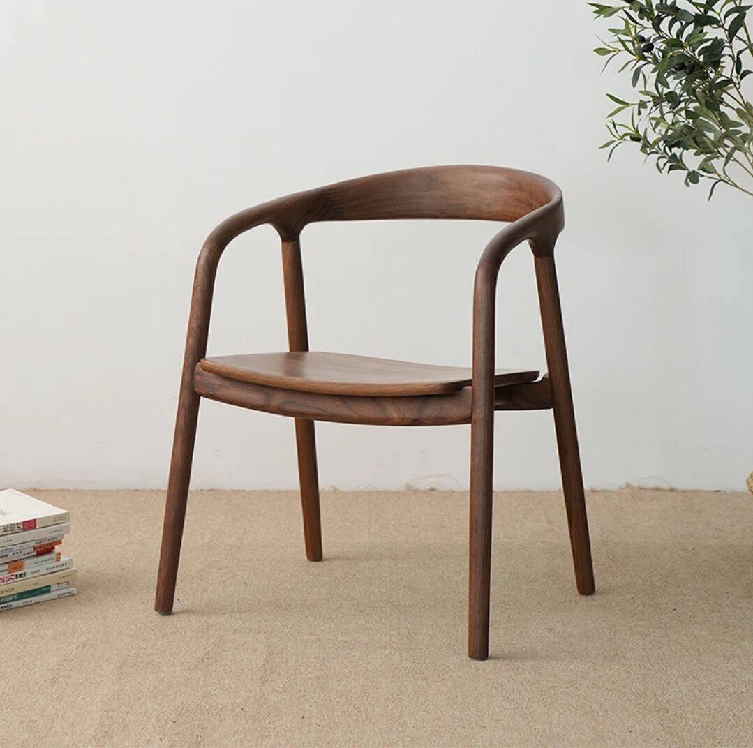 北美黑胡桃木椅子餐椅实木家用轻奢现代简约北欧新中式靠背书桌椅