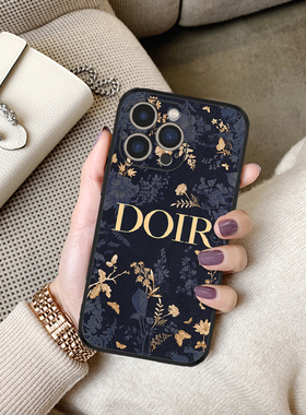 适用于苹果iphone17promax手机壳苹果16金蓝植物15高级感印花ipone14/13/12por大牌女新款11plus小众全包防摔
