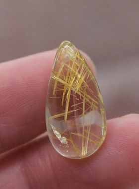 圆梦开运阁天然发晶钛晶水滴吊坠