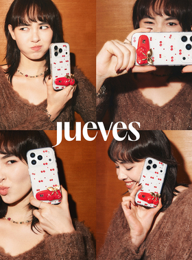 JUEVES星期四心碎樱桃钻石发夹壳  适用于苹果iPhone17ProMax/17Pro/16ProMax/15pm/华为Pura70手机壳带支架