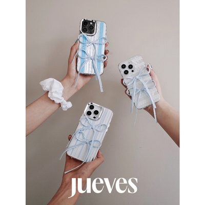 JUEVES蓝色蝴蝶结绑带苹果手机壳