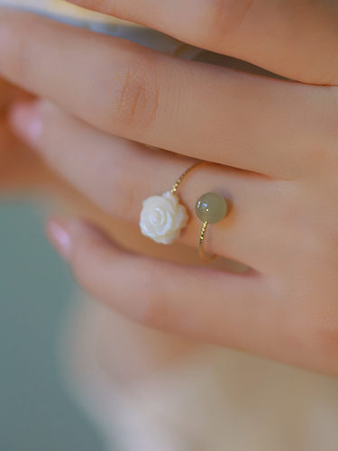 女s925复古风开口可调和田玉