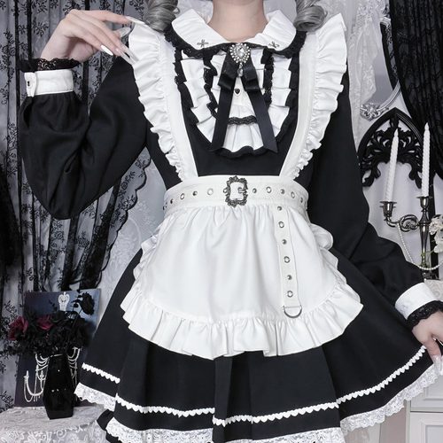 日系亚文化女仆装cos哥特风裙子可爱甜酷lolita蕾服二次元妹抖服