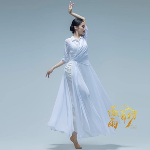 杭州现代舞服女白色连衣裙飘逸演出服记忆深处舞蹈服艺考服装出租