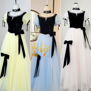 新款三色合唱服开场礼仪主持服租赁长裙舞蹈演出服装舞台表演租赁