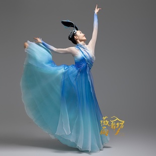 出租新款古典大气蓝色开场舞海之语大摆歌伴舞飘逸表演连衣裙杭州