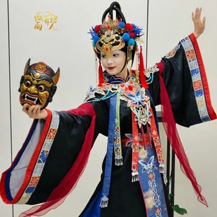 出租新款女《傩戏》戏曲风仙气民族服套装云间戏曲风汉元素舞台装