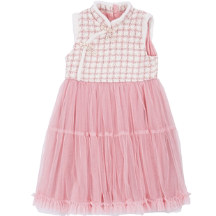 艾艾屋女童裙子冬季儿童新品小童中式国风坎肩背心裙连衣裙YMWS01