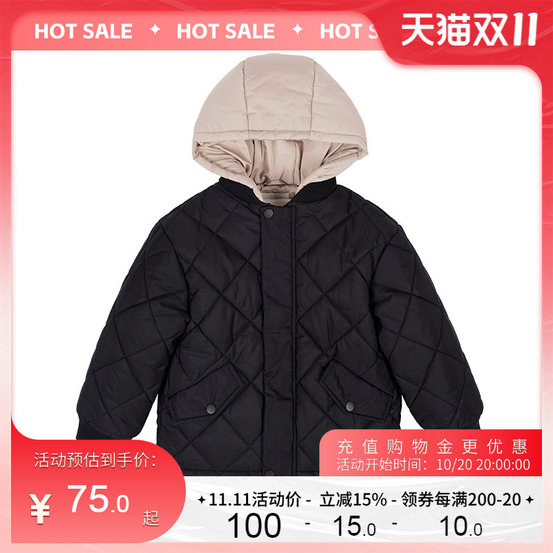 艾艾屋男童外套潮流冬季新品中大童加厚连帽保暖棉衣服KLWC11