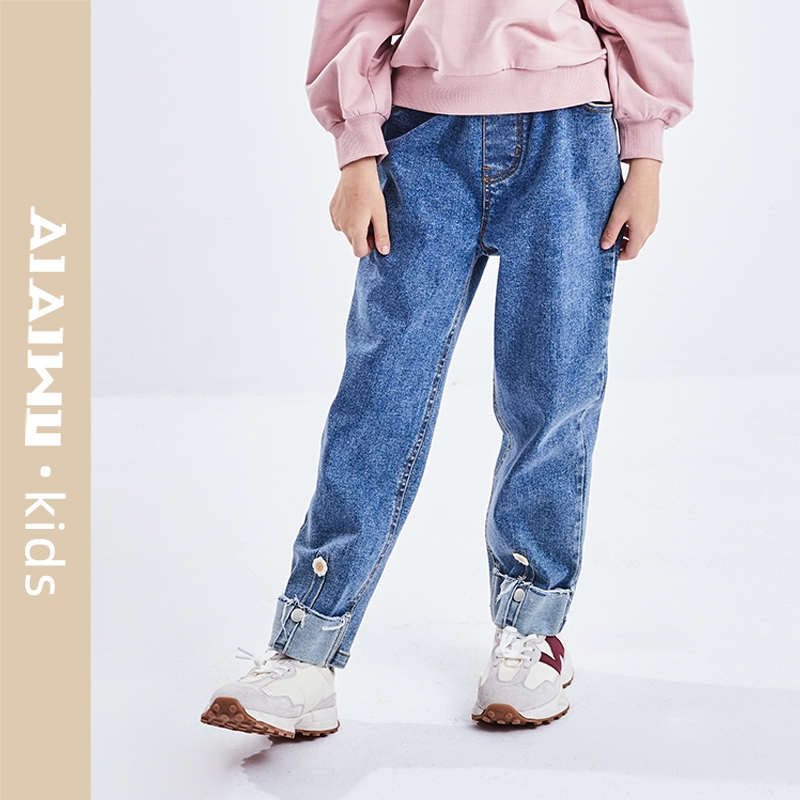 品春秋女童童装弹性直筒牛仔裤