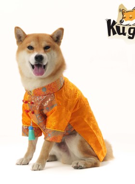 独家定制狗狗柴犬宠物狗喜庆新春新年过年结婚新中式国潮唐装汉服