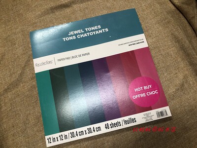 原单 DIY手工制作材料 手账剪贴卡纸 Jewel Tones 宝石色12寸48张