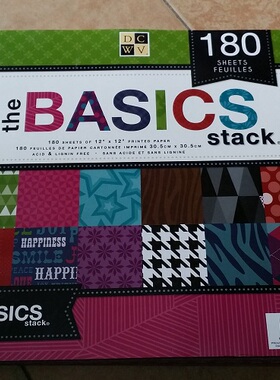 现货 DIY手工制作材料 手账剪贴折纸 DCWV The Basics 177张 12寸
