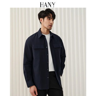 【断码】HANY汉尼纯棉衬衫式夹克男商务高级宽松休闲衬衣外套