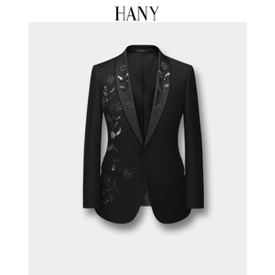 【断码】HANY汉尼手工钉珠西服男纯羊毛礼服外套西装正装单西