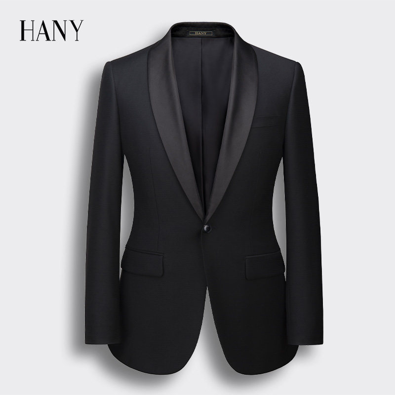 【断码清仓】HANY汉尼纯羊毛西服男士青果领正装礼服西装上衣外套
