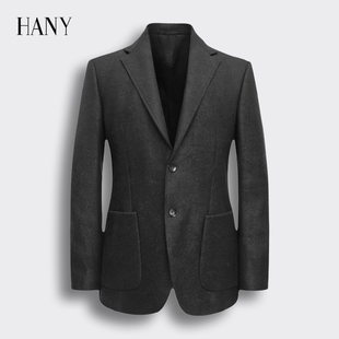 HANY汉尼羊毛西服男士 清仓 外套黑色商务毛呢休闲上衣男装 断码