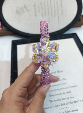 高级感立体水晶花朵发箍满钻发箍头箍压发圈碎发刘海发箍花朵发饰