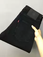Pure Black Velvet Thickeneded Jeans for Men 2024 Autumn and Winter Thick Casual Fit Straight Business European Long Pants