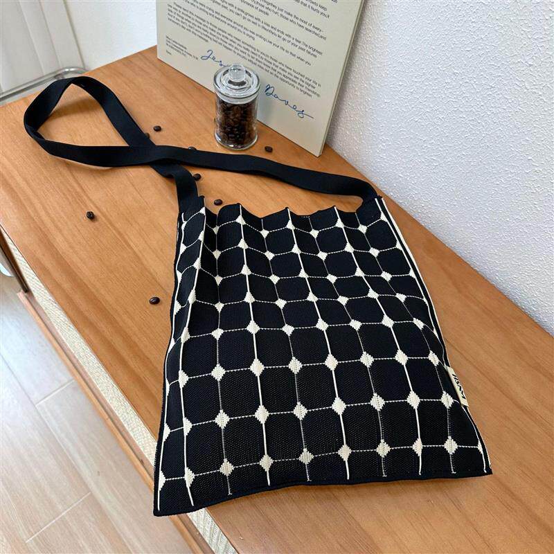 韩版小众设计风琴包褶皱折叠可爱樱桃毛线针织单肩包手提包斜跨包