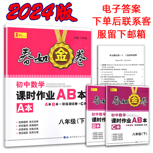2024版 深圳版春如金卷初中数学课时作业AB本8八年级下册 北师大版 深圳金卷初二数学同步练习含A本B本C本单元测试卷电子答案