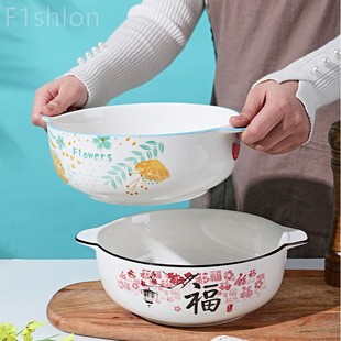创意餐具沙拉泡面碗酸菜鱼大汤碗 陶瓷防烫双耳汤碗大号家用新款