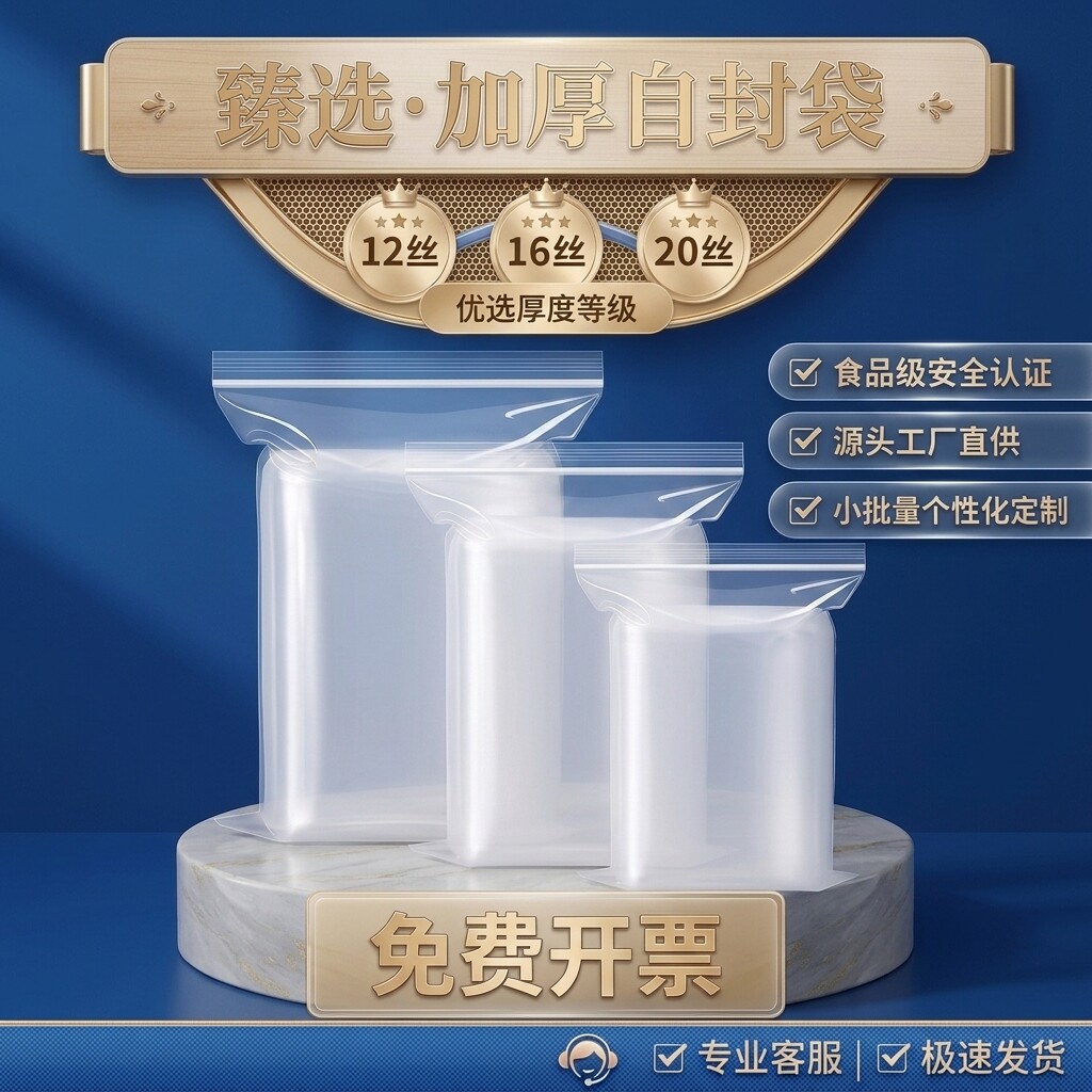 加厚自封袋食品塑料包装透明袋子小号塑料封口袋密封袋子食品包装