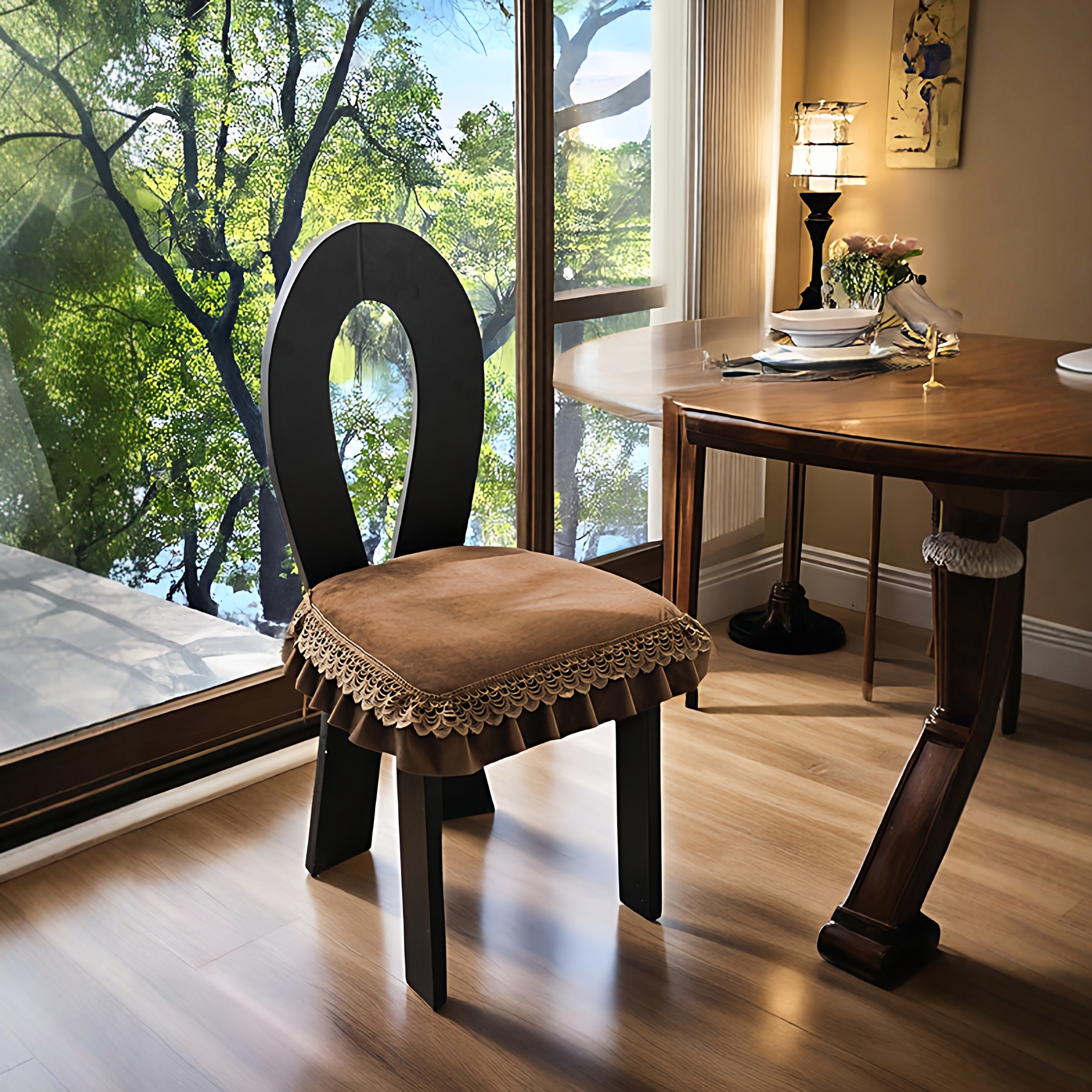 美式复古餐椅垫毛绒椅子坐垫