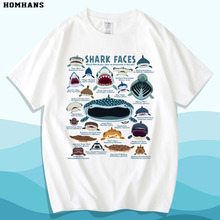 T恤重磅纯棉宽松欧版 男女宽松亲子 海洋动物鲨鱼SHARK艺术卡通短袖