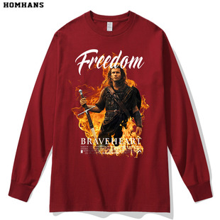 勇敢的心FREEDOM为了自由电影周边怀旧欧美经典重磅纯棉长袖T恤