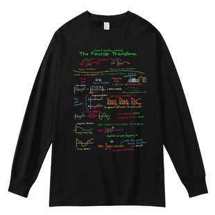 红韩傅立叶变换公式Fourier物理学理工男学生秋季长袖纯棉T恤上衣