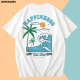 椰子树海浪海风阳光沙滩热带风情夏季 纯棉新潮流t恤男女宽松纯棉