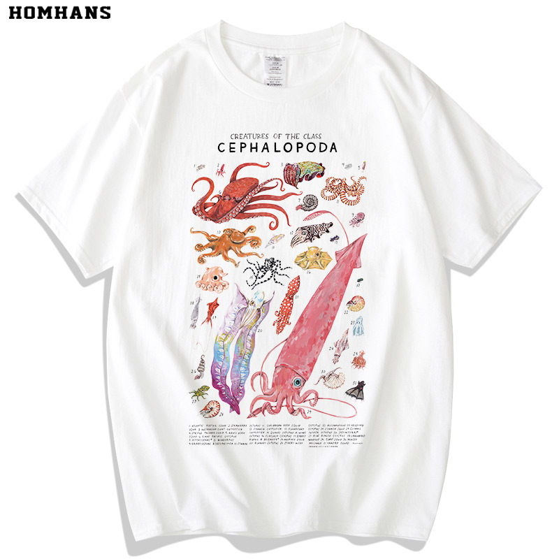 海洋头足纲动物透气印花短袖T恤