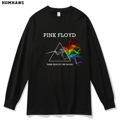 PINKFLOYD月之暗面美式摇滚音乐印花长袖T恤春秋换季街头宽松潮流