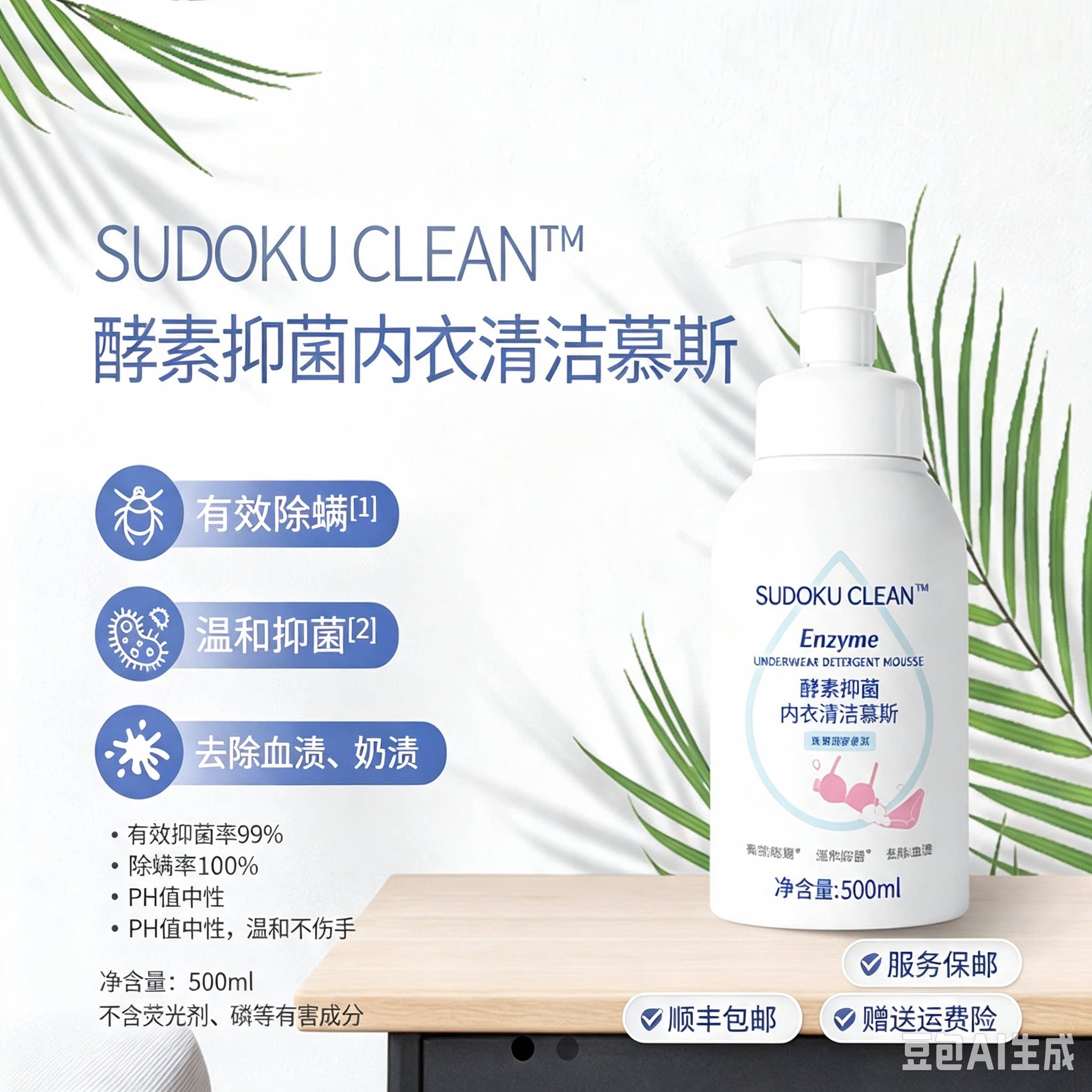 SUDOKU酵素抑菌内衣清洁慕斯母婴去血渍奶渍异味除螨手洗衣液男女