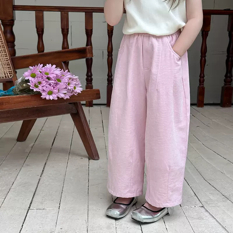 夏季親子款奶皮褲~女童軟軟糯糯褲子百搭好穿薄款純色韓版休閑褲