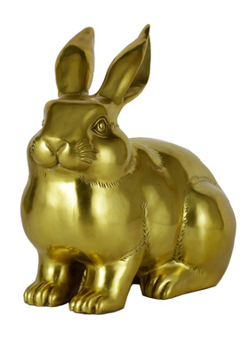 纯黄铜兔子工艺品摆件家居饰品客厅摆件铜兔子礼品生肖兔装饰摆件