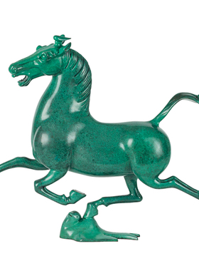 纯黄铜马踏飞燕工艺品摆件家居客厅办公室青铜器中式铜奔马装饰品