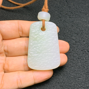 天然和田玉老料无事牌吊坠项链颈饰40.31克