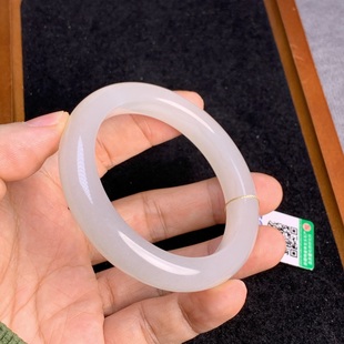 天然和田玉白玉手镯女冰种白月光玉镯子玉手镯50.8克内径54毫米