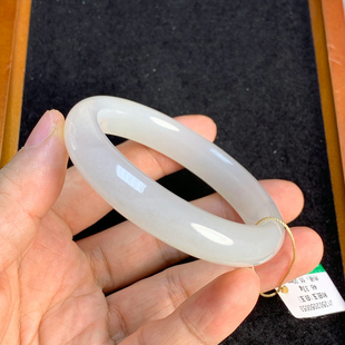 天然和田玉白玉手镯女冰种白月光玉镯子玉手镯46.33克内径55毫米