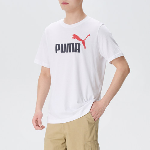 PUMA彪马男装短袖白T恤2026夏季新款透气圆领运动服半袖688948-92