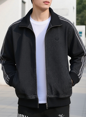 adidas阿迪达斯三叶草牛仔纯棉夹克2026春新款男翻立领外套KD1516
