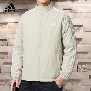 阿迪达斯男装梭织立领加绒夹克外套26新款摇粒绒休闲运动服KR2518