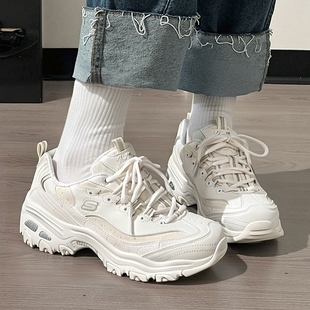 运动鞋 小个子休闲鞋 秋冬女厚底显高皮面老爹鞋 斯凯奇舒适蜜糕鞋