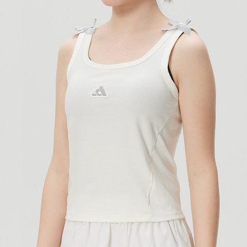 adidas阿迪达斯女装白色针织背心2026夏新款健身跑步运动服KS0043