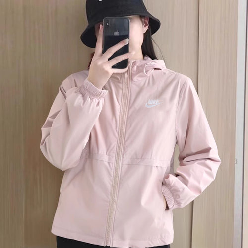 Nike耐克粉色夹克女26夏季新款连帽外套休闲正品运动服上衣DM6180