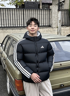 阿迪达斯羽绒服男装2025新款冬季双面穿保暖外套休闲运动服KC2490