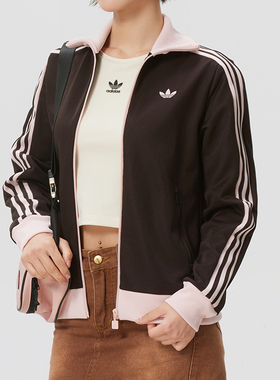 阿迪达斯女装针织夹克外套2026春季新款休闲立领跑步运动服KD3742